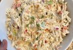 Deli-style chicken salad served in a bowl
