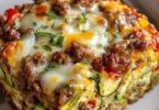 Anti-Inflammatory Zucchini Pizza Casserole – cheesy slice of zucchini pizza bake