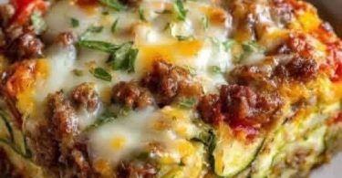 Anti-Inflammatory Zucchini Pizza Casserole – cheesy slice of zucchini pizza bake