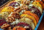 Roasted Vegetable Tian - layered roasted vegetables with goat cheese and walnuts