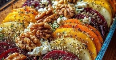 Roasted Vegetable Tian - layered roasted vegetables with goat cheese and walnuts