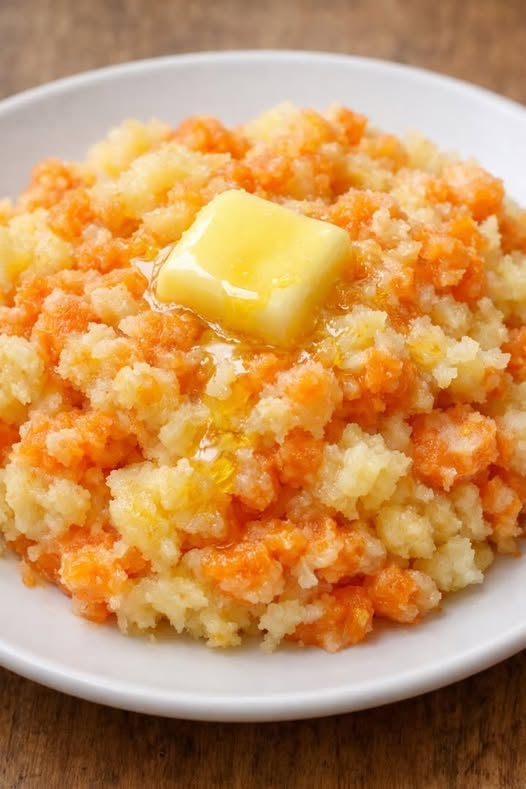 Slow Cooker Carrot and Potato Mash - creamy mashed carrots and potatoes with butter