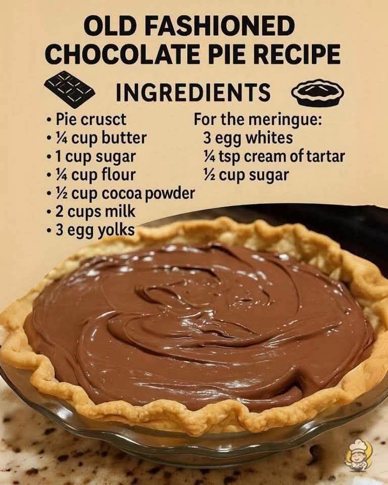 Old-Fashioned Chocolate Pie with silky chocolate custard in a flaky crust