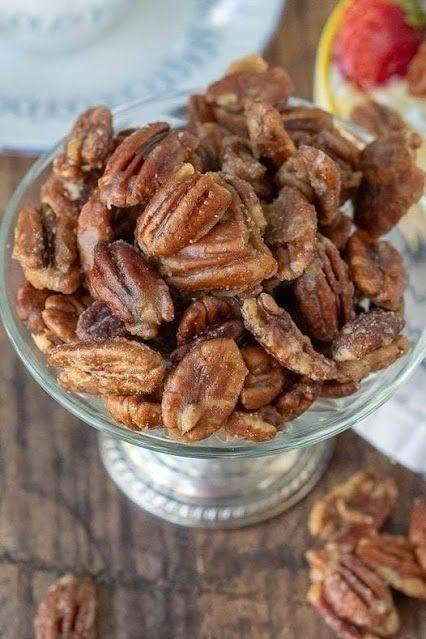 Candied Pecans — cinnamon-sugar coated pecan halves