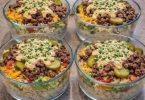 Big Mac Cheeseburger Protein Bowls with beef, pickles and Mac sauce